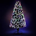 KKTECH Fiber Optic Green Christmas tree Colour changing multicolour with stand Artificial Xmas Tree Decoration for Home, Office & Parties (6ft 180cm)