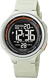 Uhr Herren Digital Sport 5ATM Wasserdicht Sport Digitale Armbanduhr mit Stoppuhr Datum LED-Licht Kalender Wecker Coutdown 12/24 Stunden Coole Uhren für Männer Schwarz Weiß