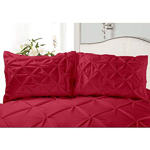Saferay Green Pinch Pleated Pillow Sham Set of 2, Queen 30x20 Burgundy