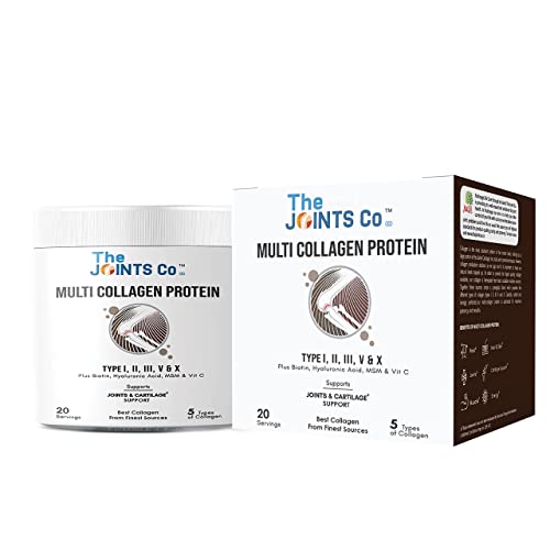 The Joints Co. Multi Collagen, 200 gm | Type I,II,III,V & X Protein Powder with MSM,Vitamin C & 19 amino acids - Supports Joints,Bones, Skin and Nails -Pack of 1