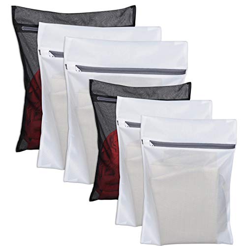 6 Pack Laundry Bag Delicates Mesh Wash Bag For Hosiery, Underwear, Bra,Garment Lingerie Effective Protection Travel Storage Organize Zipped Drying Machine Washing Bag (3 Large, 3 Medium)