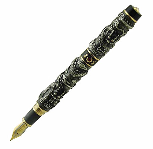 Stylo-plume Jinhao Double Dragon 3D une plume lourde d'exception grise