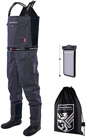 Finntrail Men's Bootfoot Chest Waders - Breathable Fishing Waders with boots - Durable ATV Waders Waders Dungaree (Denim, 12 Large)