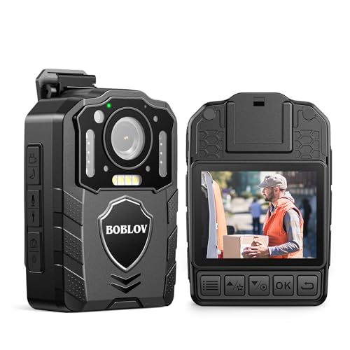BOBLOV KJ25 Body Camera wth Night Vision, 1080P Police Body Worn Camera Built-in 3000mAh Battery, 13 Hours Recording, Used for Hiking, Law Enforcement, and Pet Walking (Card not Included)