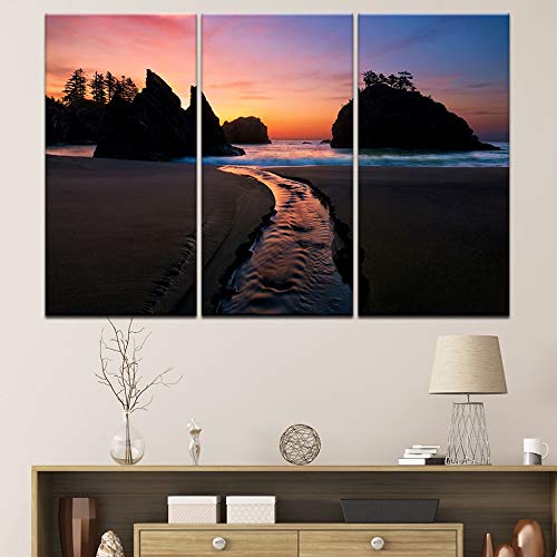 Tableau sur Toile Sunset Beach | Évadez-vous dans votre Salon avec ce Triptyque Mer - 5