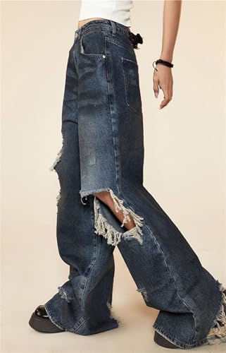 Women's Y2k Ripped Jeans Baggy Harajuku Aesthetic Denim Trousers Streetwear Oversize Jean Pants Vintage Clothes4