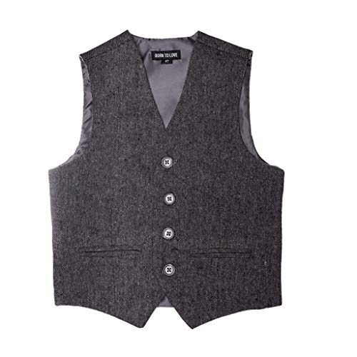 Image of Born to Love Vest for Baby Toddler Kids Ring Bearer Pageboy Formal Herringbone Outfit