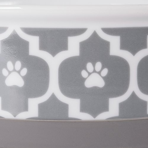 Bone Dry Lattice Collection Pet Bowl & Canister, Large Set, 7.5X2.4", Gray, 2 Piece #TOP1