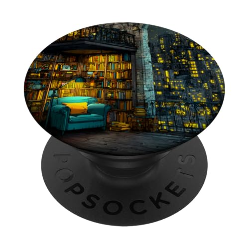 Livre Bibliotheque Etagere Fauteuil Fenetre Modele Imprime PopSockets PopGrip Adhésif
