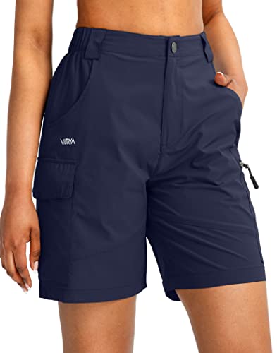 Viodia Women's 7" Hiking Cargo Shorts With Pockets Quick Dry Lightweight Shorts For Women Golf Casual Summer Shorts Navy #TOP25