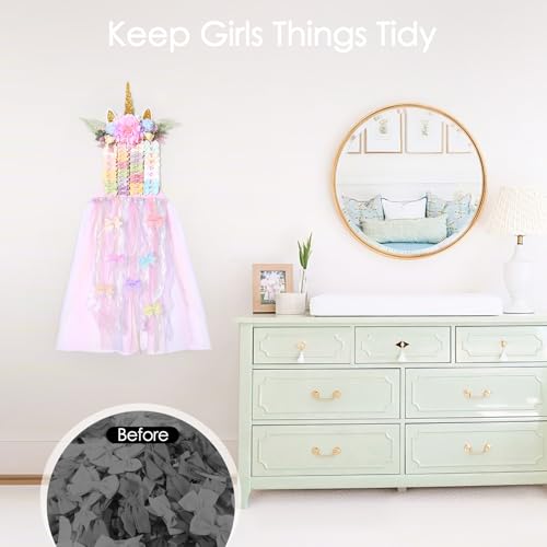 Unicorn Bow Holder for Girls Hair Bows, Baby Hair Bow Organizer Wall Hanging Display for Nursery Room Decor — view 5