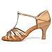 Produktbild SWDZM Damen Standard Satin Latein Tanzschuhe Ballsaal Performance T-Strap Schuhe Modell -SS331, Beige (Beige-2 1,9 cm Absatz.), 38.5 EU