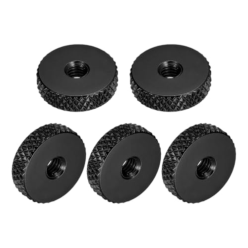 QUARKZMAN 20pz Dadi a Farfalla Piatte Zigrinate, M4x14 x 4 mm Dado Passante, Dado Zigrinato in Lega di Alluminio Testa Piana Passante Dadi di Regolazione Blocco per Stampante 3D, Nero