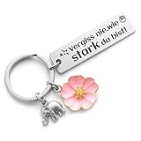 MVOLEGDE Schlüsselanhänger Glücksbringer mit Gravur,Glücksbringer Schlüsselanhänger mit Blumen und Elefanten,Beste Freundin Geschenke,für Frauen Geburtstagsgeschenke&Gute Besserung Geschenke