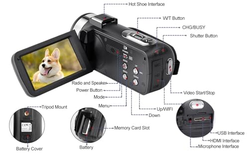 Caméscope vidéo 4k écran tactile avec microphone pour caméra vlogging Youtube - 5