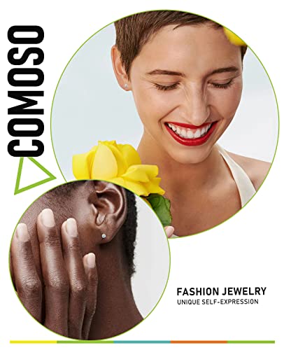 Stud Earrings For Women Men Girl, Comoso 1Ct Tw-5Mm 5A Diamond Cubic Zirconia Round Cut Lab Created Diamond 18K White Gold Plated S925 Sterling Silver Earrings Promise Birthday Christmas Gift #TOP2