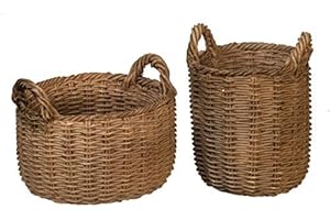 Melody Jane Dollhouse Miniatures 2 Resin Baskets with Handles