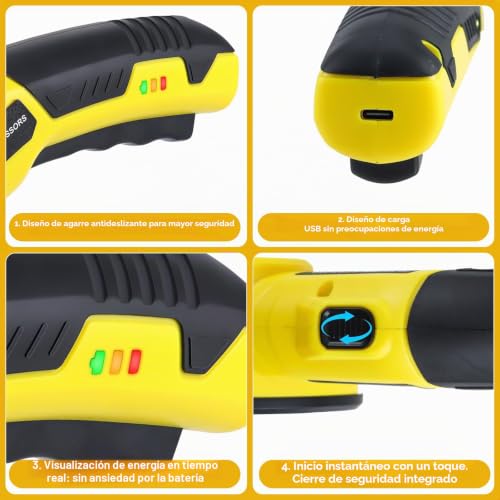 Miniatura 6 de Feelhap Tijeras Eléctricas Inalámbrico, Cúter Rotativo Eléctrico Con Bloqueo De Seguridad, Tijeras Electricas Carton, Herramienta De Corte 4v Cortador De Cartón Recargable Para Tela Alfombra Cuero