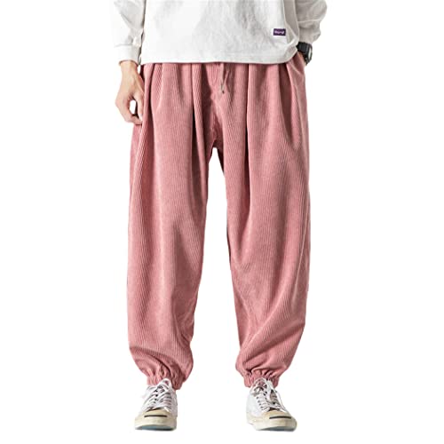 Velours côtelé rose d'exception pour ce sarouel de jogging grande taille 3XL confortable
