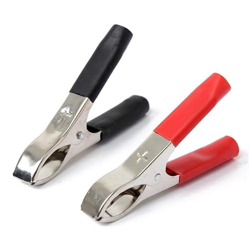 Crocodile Clips 2Pcs Red & Black Car Battery Test Lead Clip Crocodile Alligator Clamps 30A 75mm(55mm)