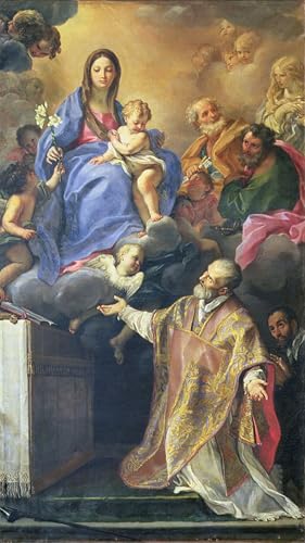 Pintura mural de la Virgen María y San Neri, lienzo decorativo de 60x90cm