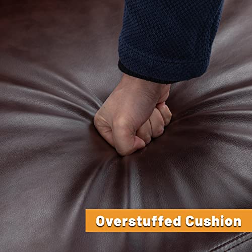 Anj Oversized Wide Recliner Chair Faux Leather 2-Seater Recliners Roomy Manual Reclining Chairs For Living Room, Perfect For Pups To Sit Together, Brown #TOP5