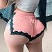 Womens Lace Trim Shorts High Waisted Comfy Soft Stretch Cheeky Panties Underwear Briefs Sleep Lounge Pants Bottoms Pink