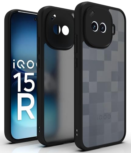Image of RIGGEAR Shockproof Sleek Hybrid Armor Back Cover Case for iQOO 15R 5G (Smoke Black Matte PC + Black TPU Bumper)