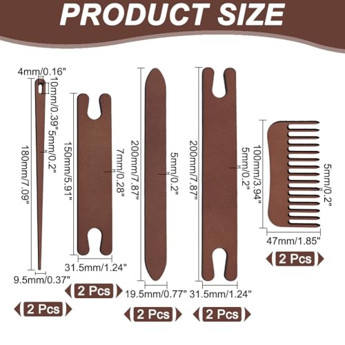 AHANDMAKER 2 Sets Wood Knitting Loom Tool Kits 5 Pieces Knitting Weaving Loom Tools Shuttle Weaving Stick for Beginner Weaving DIY Craft Weaving Accessories