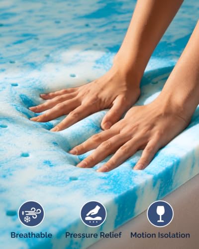 2 Inch Queen Memory Foam Mattress Topper - Cooling Gel Mattress Pad — view 4