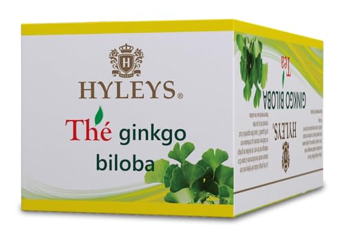 Hyleys Ginkgo Biloba Green Tea – Brain Support Blend with Citrus – 100% Natural, Gluten-Free, Non-GMO, Memory & Focus Tea – 25 Tea Bags