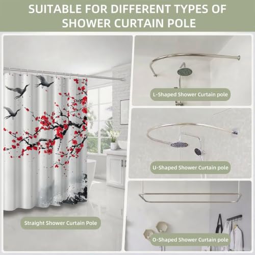 Shower curtain imperméable en polyester rétro gris avec ourlet lesté stable - 6
