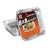 Ezsart Aluminum Pans 8x8-10 Pack Disposable Foil Pans, Aluminum Roasting Trays for Holiday Cooking, Christmas, Parties Meal Prep, Storage, Heating and Baking