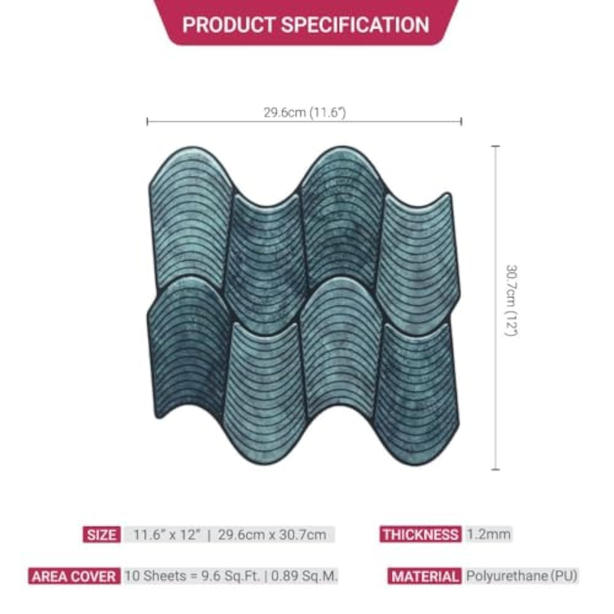 3D Wavy Teal Blue Peel & Stick Tiles, Easy DIY Backsplash
