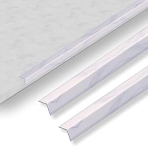 3 Pcs 49″ Wall Corner Protector Trim, White Marble Grain Edge Strip for Door and Window Frames Mirror Trim Backsplash Tile Edge (White Marble)