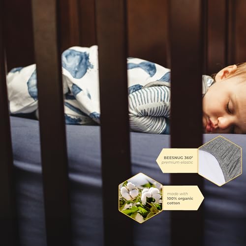 Image of Burt's Bees Baby Essential Organic Cotton Fitted Crib Sheet, Breathable for Boy Girl Standard Crib & Toddler Mattresses