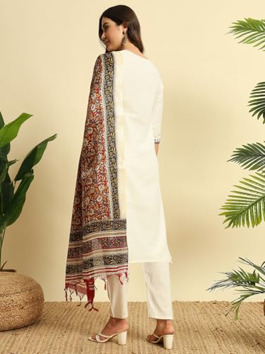 Image of Khadi Kurtaset With Khadi Silk Dupatta For Womens