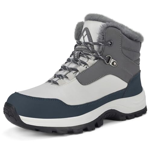 Mishansha Botas Mujer Invierno Cálidos Zapatos Senderismo Antideslizante Botines de Montaña Gris 39