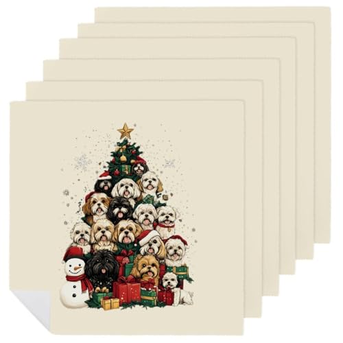 Servilletas de Navidad de Shih Tzu para decorar tu mesa navideña y comedor 2