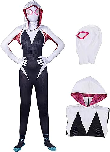 Lixrysod Spider Gwen Costume Lycra Spandex Bodysuit Halloween Costume Cosplay Suit With Mask For Girls Kids (Adult- L) #TOP14