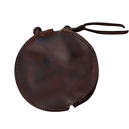 1 Pcs Leather Zipper Coin Purse Round Wallet, Coin Organizer, Change Holder,Card Case, Mini Slim Leather Zipper Storage Bag for Men & Women