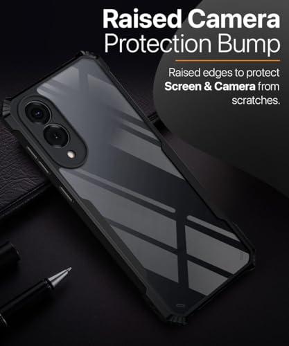 Image of WOW IMAGINE Shock Proof Clear Protective Back Case for Samsung Galaxy S25 Edge 5G - AirEDGE Technology | 360 Degree Camera Protection | Transparent Hybrid Back Case Mobile Cover - Black