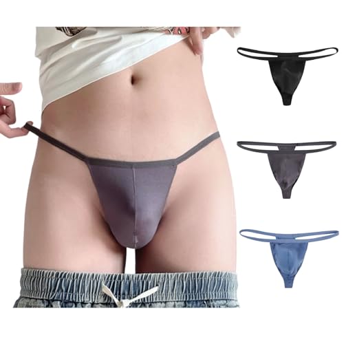 Men's Modal G-string Thong Low-Rise Sexy Breathable Soft Lightweight 3 Pack