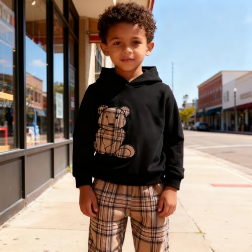Image of Boys 2 Piece Outfits Long Sleeve Hooded Sweatshirt Top Camouflage Sweatpants Fall Winter Clothing Set 5-10T