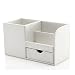 KINGFOM™ Wooden Struction Leather Multi-function Desk Stationery Organizer Storage Box Pen/Pencil ,Cell phone, Business Name Cards ，Remote Control Holder Colors (white)