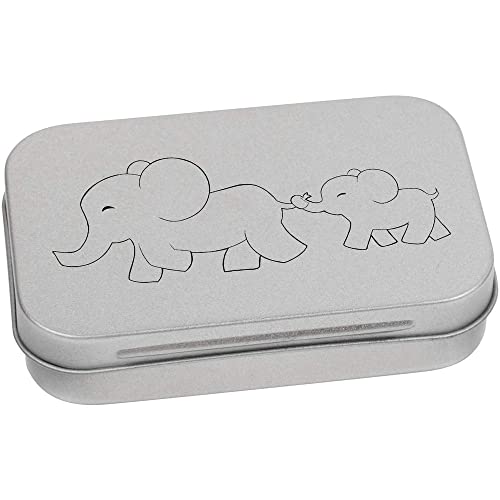 Azeeda 95mm 'Elephant Family' Metal Hinged Tin/Storage Box (TT00199617)