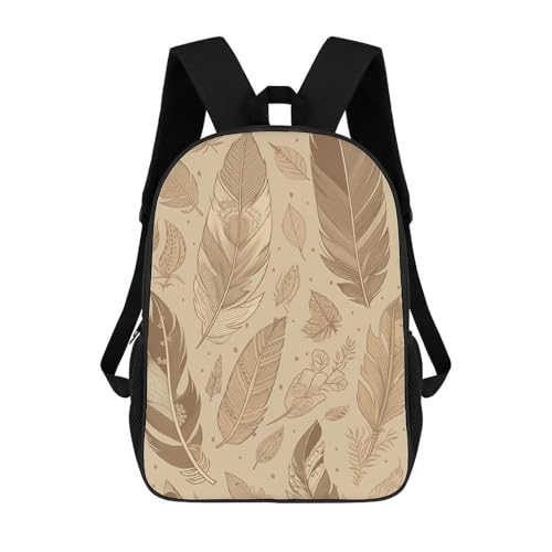 Sac à dos beige à motif de feuilles pour ordinateur 17 pouces mixte