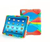 TRAVELLOR Builtin Kickstand, Screen Protector Three Layer Armor Defender Full Body Protective Case for iPad 2/3/4 - Ice/Blue