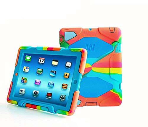 TRAVELLOR Builtin Kickstand, Screen Protector Three Layer Armor Defender Full Body Protective Case for iPad 2/3/4 - Ice/Blue