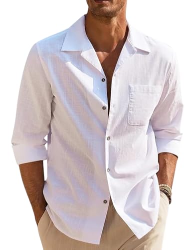 Image of Combo of Men's Casual Cotton Blend Shirt || Long Sleeve Button Down with Spread Collar | Lightweight Breathable Fabric | Stylish Solid Shirt for Beach, Office & Everyday Wear Pack of 2